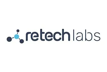 Retech Labs logo with stylized molecular structure to the left of the text.
