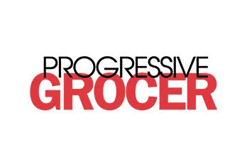Logo of Progressive Grocer with the word 'PROGRESSIVE' in black uppercase letters above the larger red uppercase word 'GROCER'.