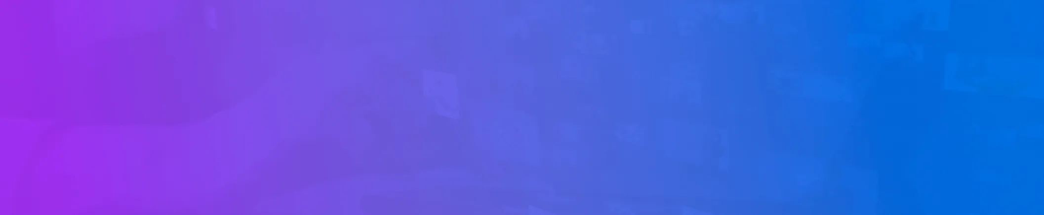 A hand reaching toward a transparent interface displaying faint images and icons against a purple and blue gradient background.