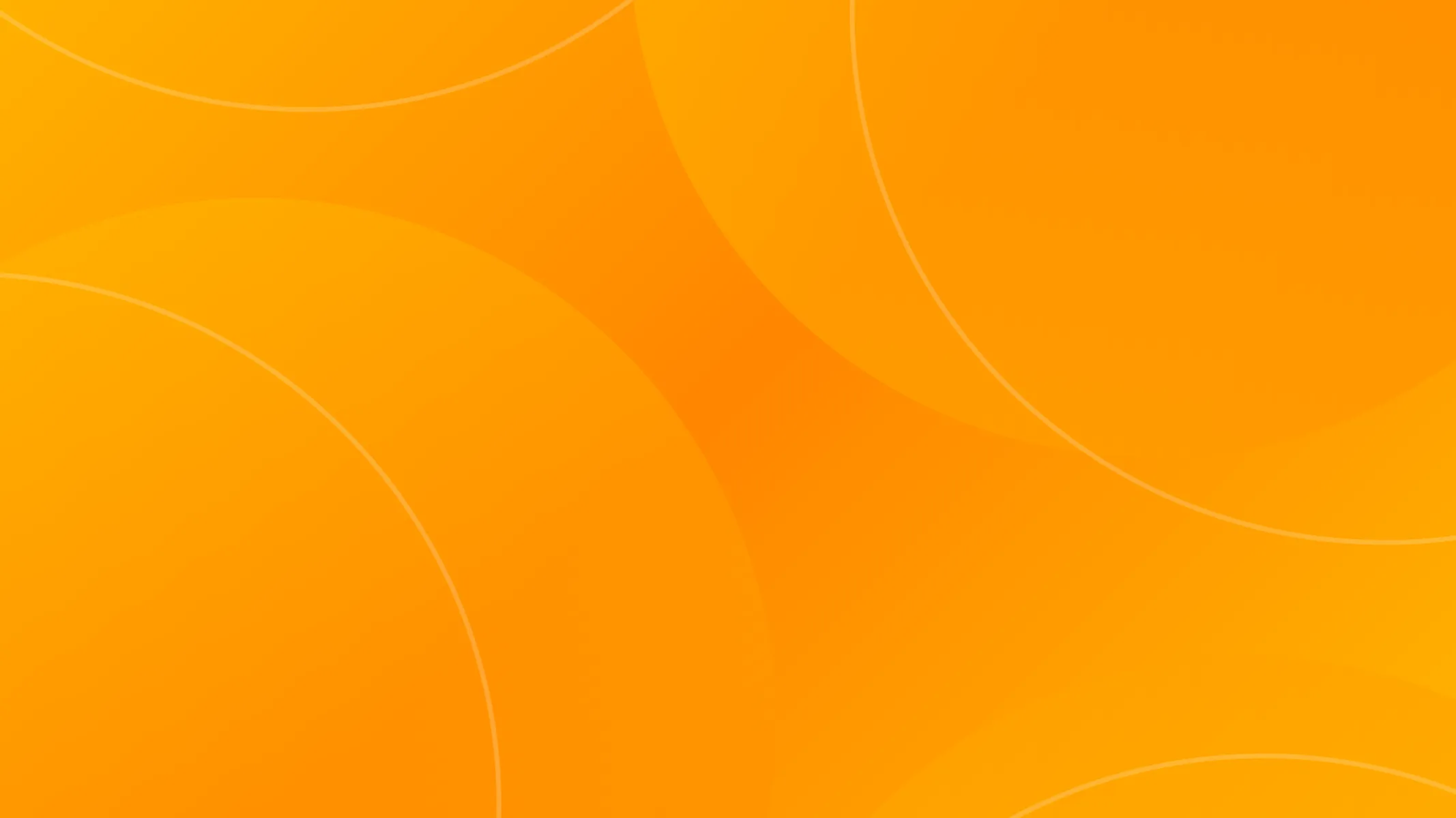 Orange gradient background with various overlapping translucent circular shapes.