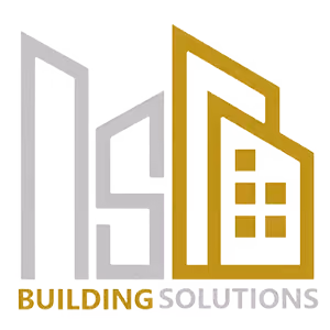Logo with stylized buildings and the text Building Solutions below.