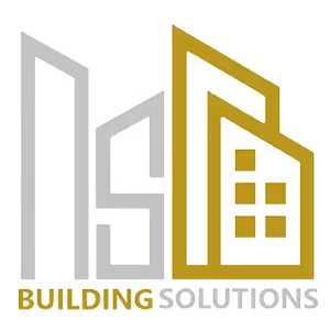Logo with stylized buildings and the text Building Solutions below.