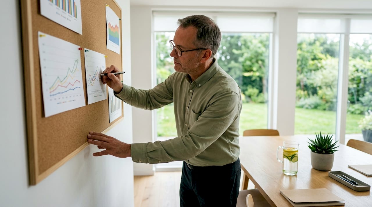 Doctor analyzing biometric health trend graphs