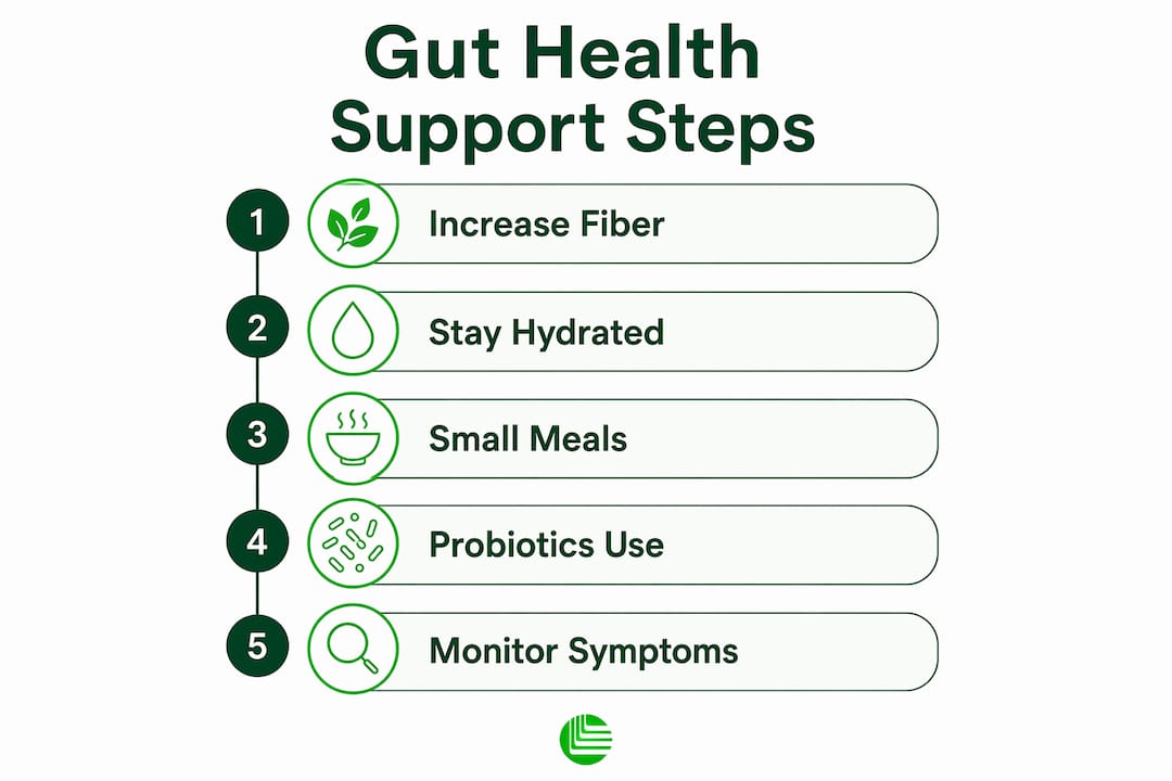 Infographic outlining gut health support steps