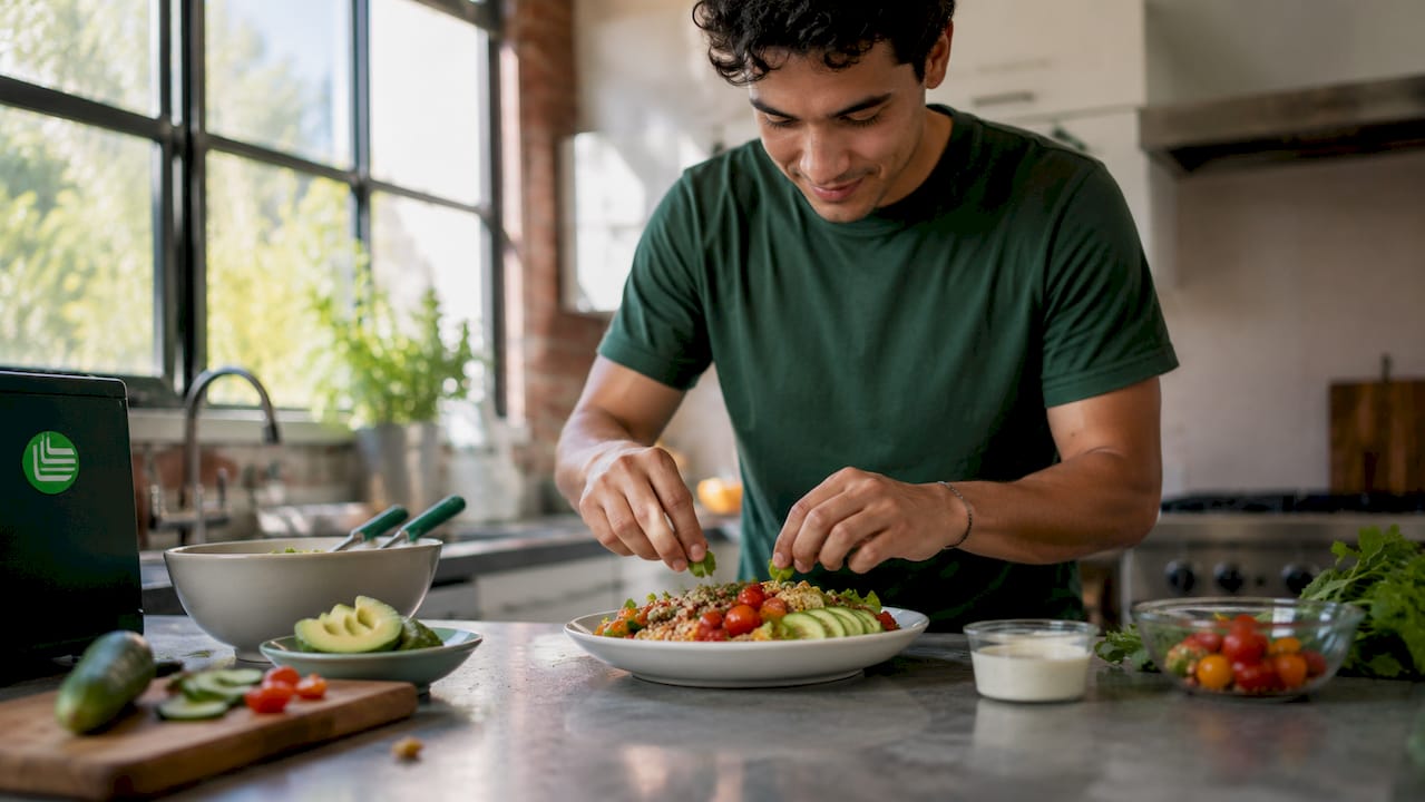 Man preparing gut-friendly nutritious meal