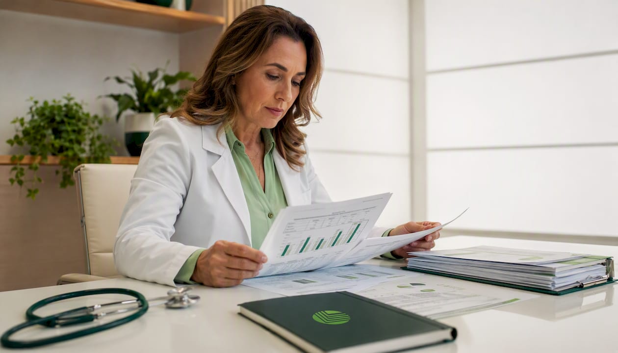 Clinician reviewing FDA peptide medication data