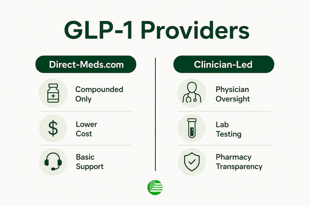 Infographic comparing GLP-1 medication providers