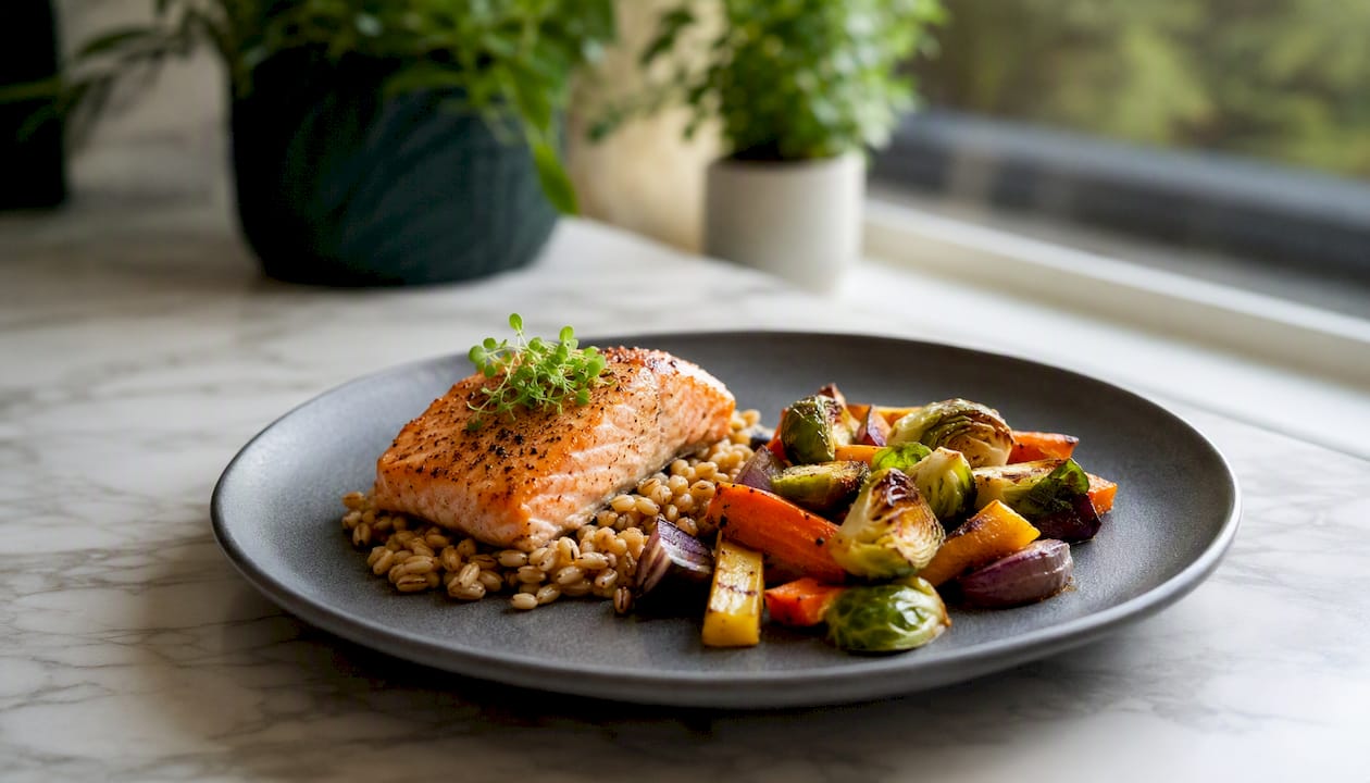 High protein meal with quinoa and vegetables