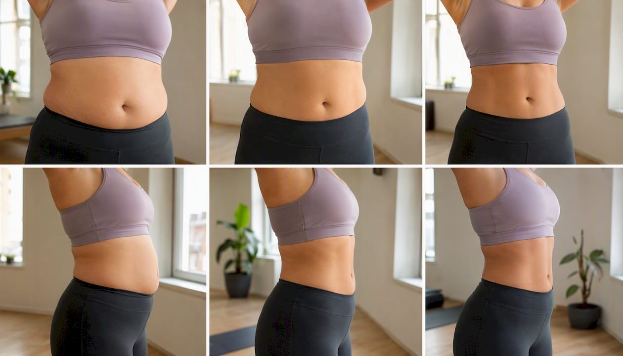 Progress photos showing body shape changes