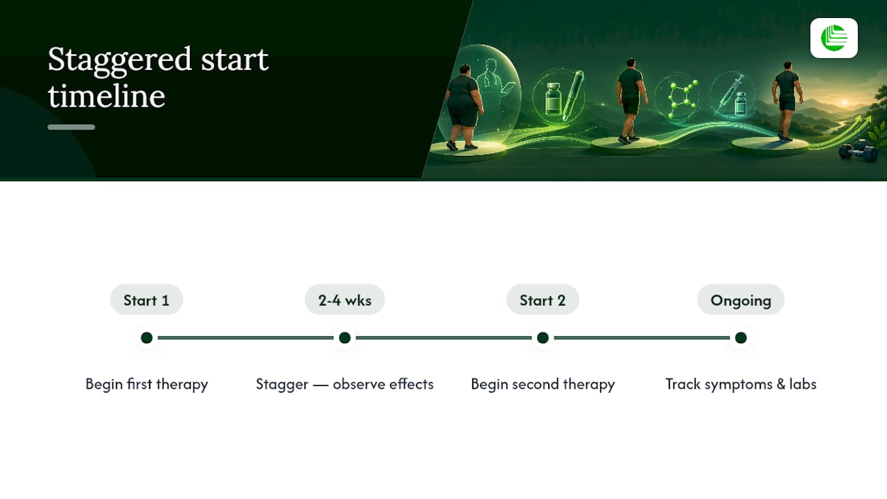 Timeline for staggering two treatments