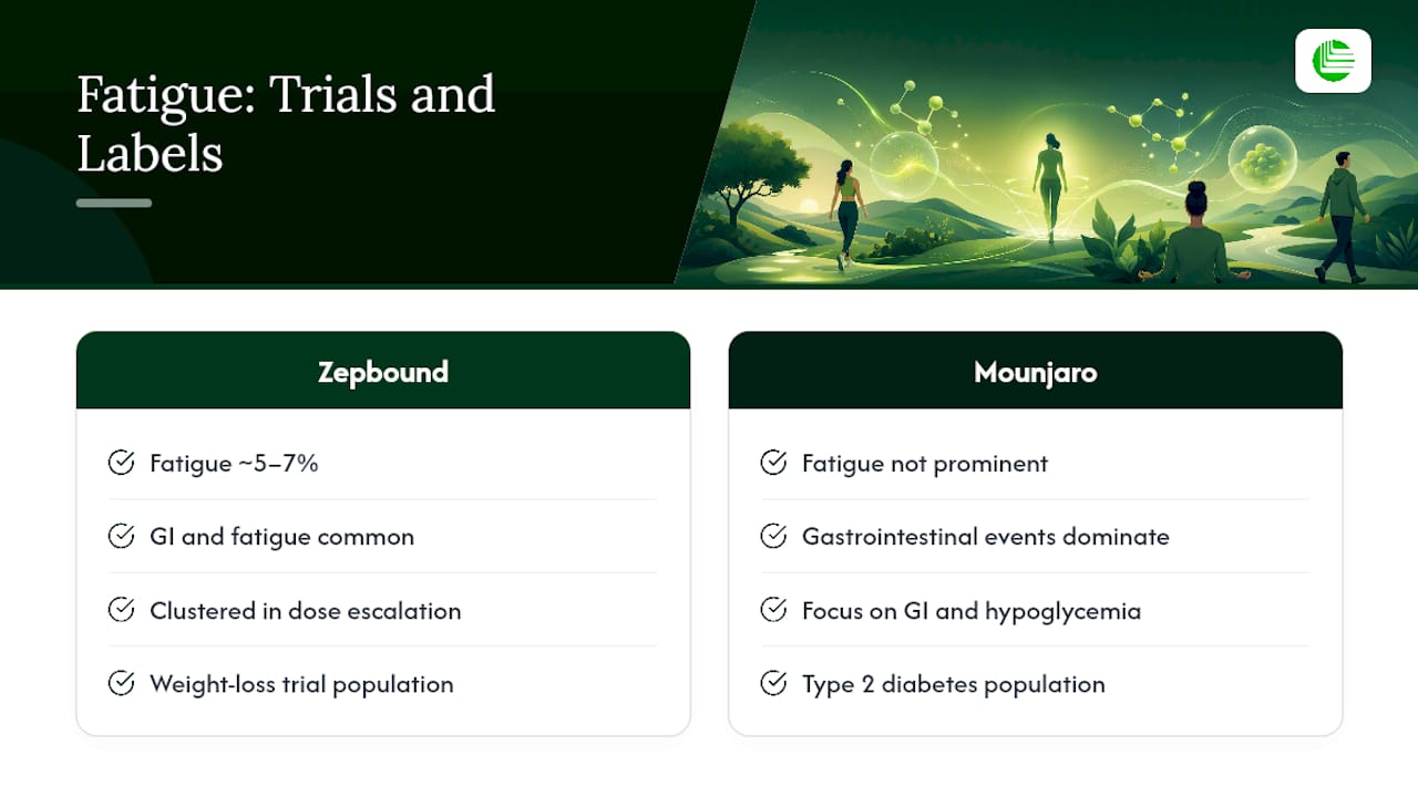 How Common Is Tirzepatide Fatigue, According to Trials and Labels? — overview diagram