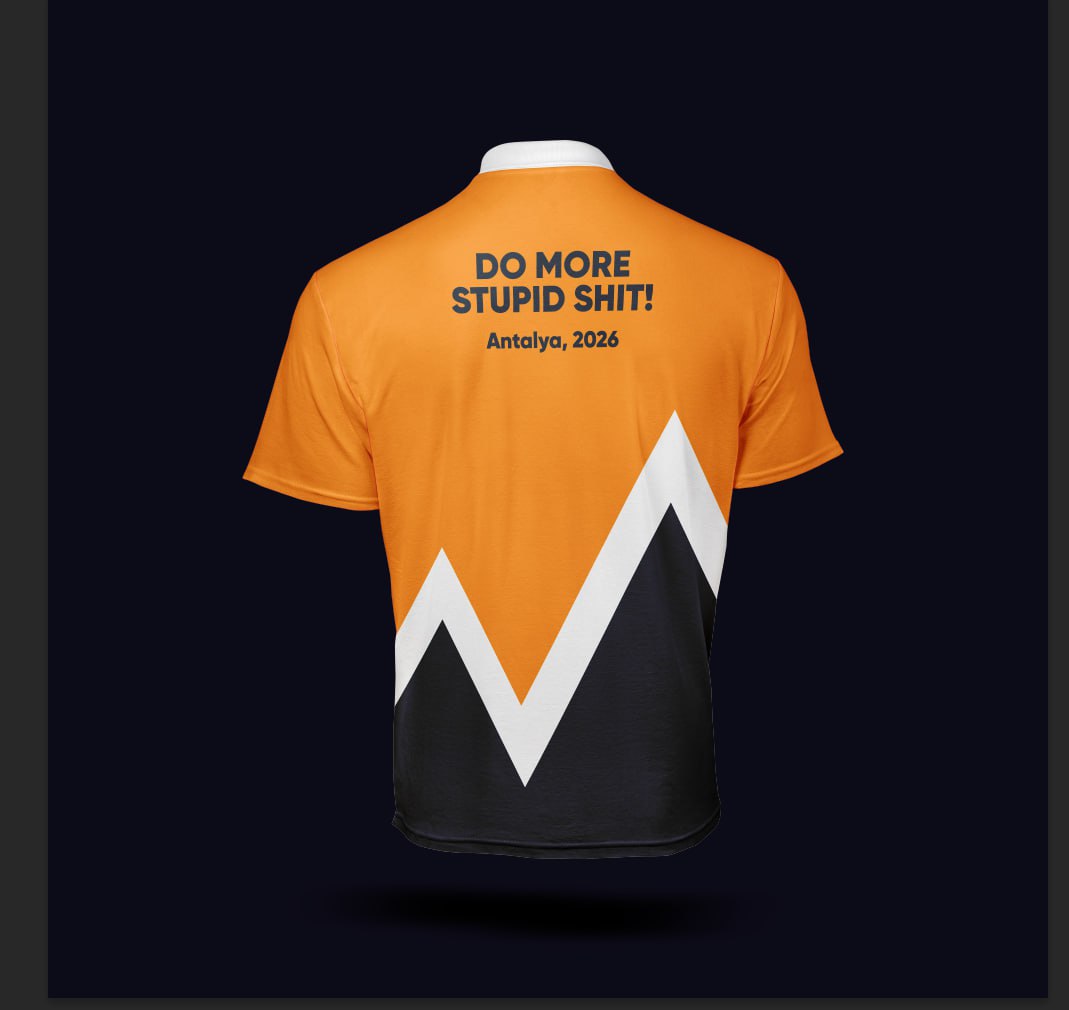 Back of the custom Percona Go Peaks climbing jersey showing the Do More Stupid Shit motto