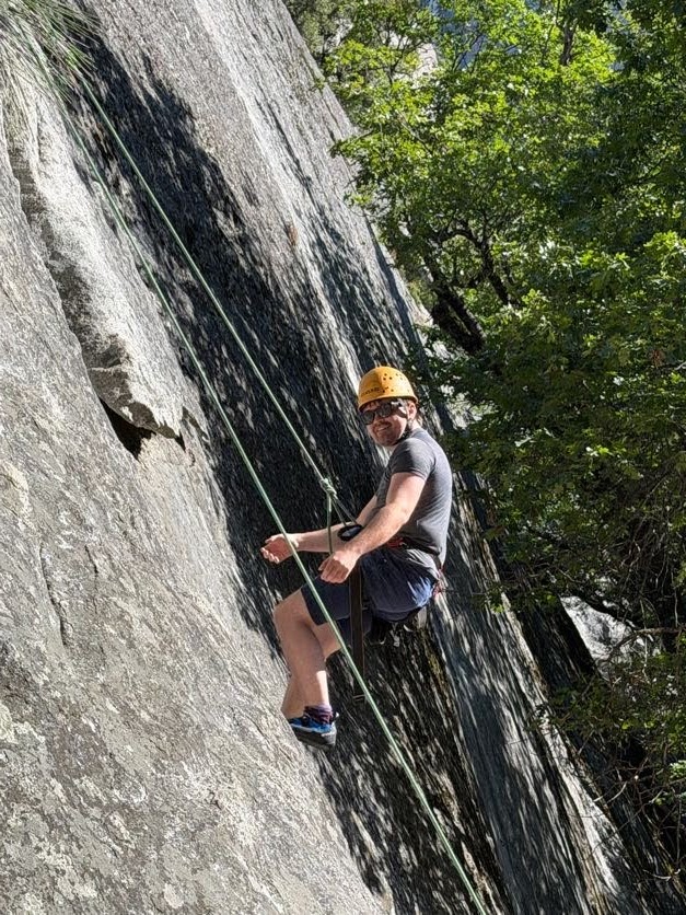 Peter Farkas climbing Yosemite granite at Camp 4