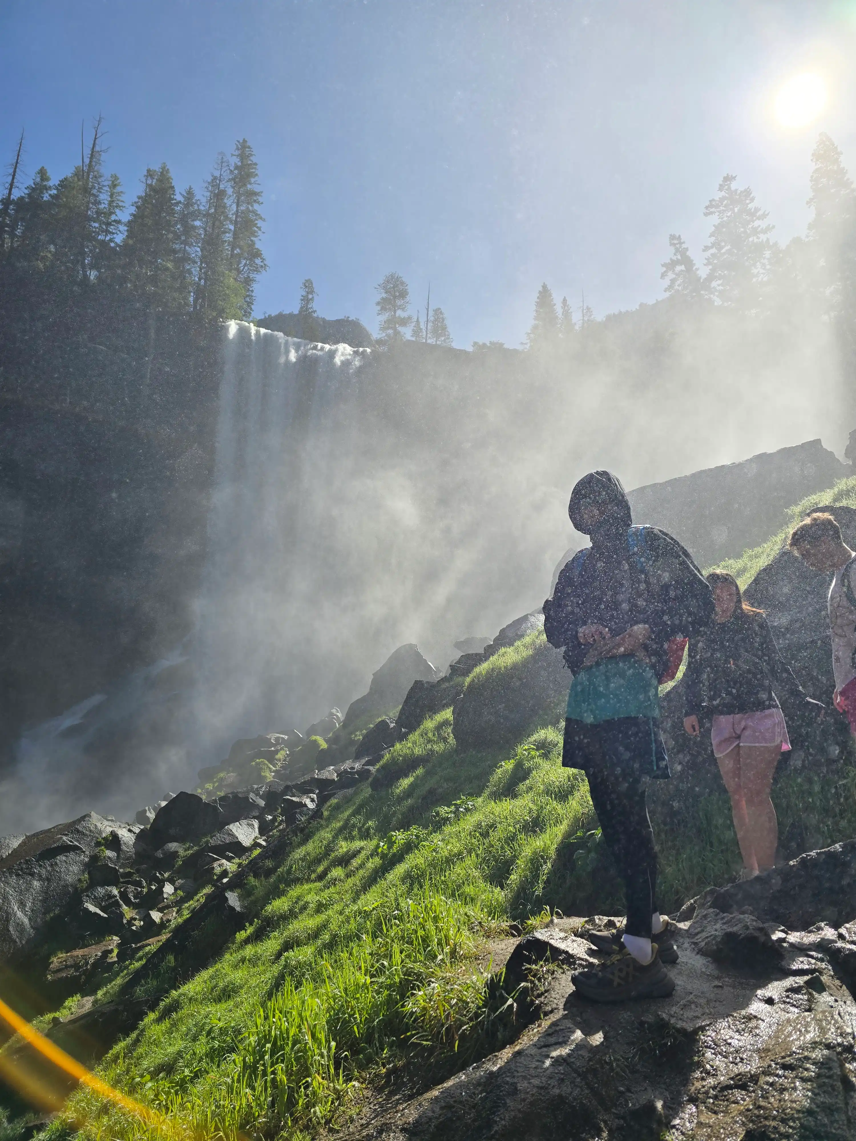 Mist rising off the falls along the trail