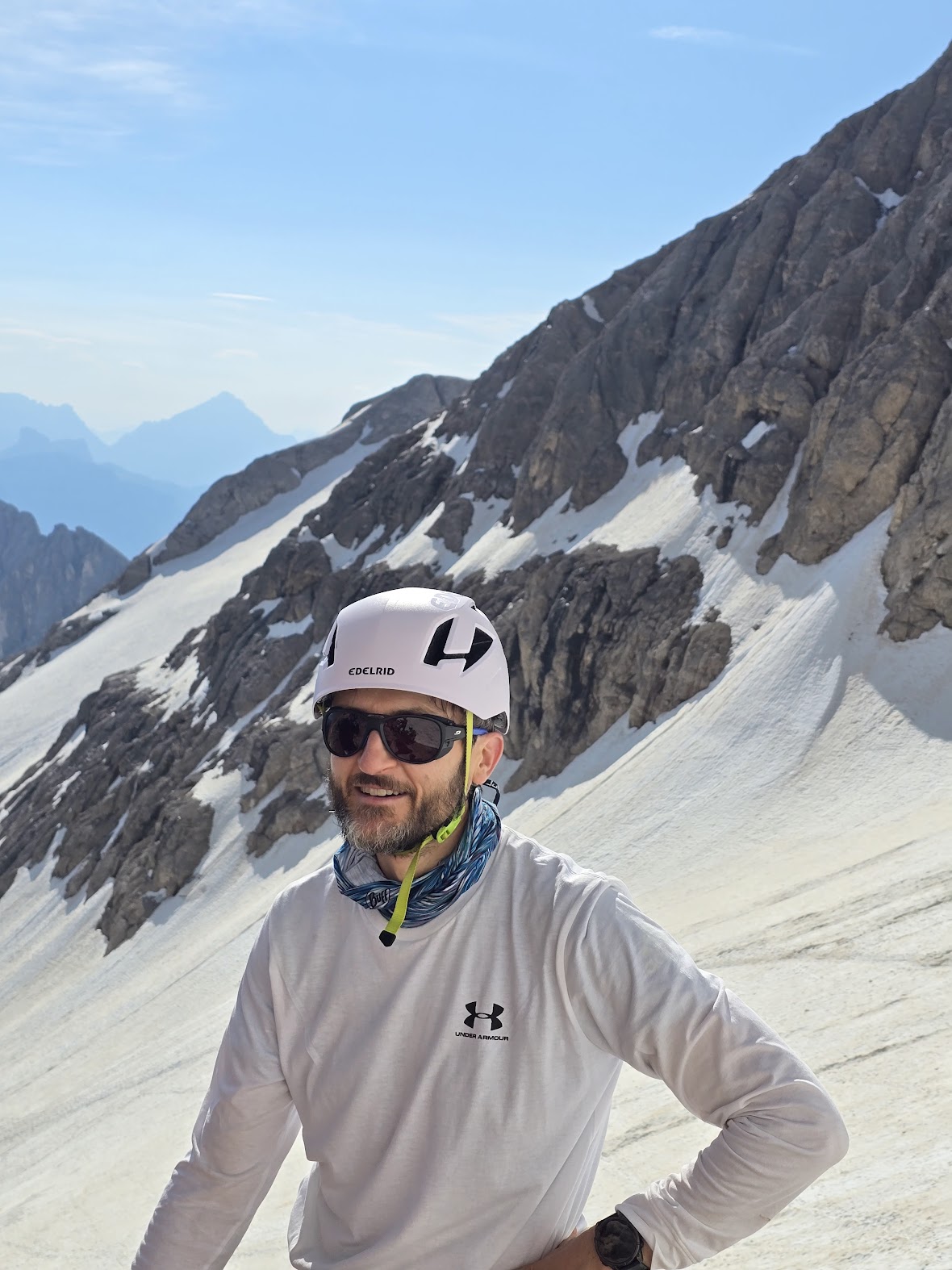 Dieter on the via ferrata in the Dolomites