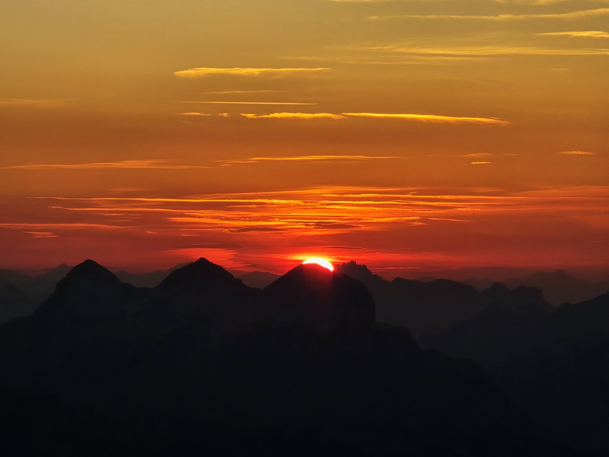 Sunrise from the summit of Marmolada