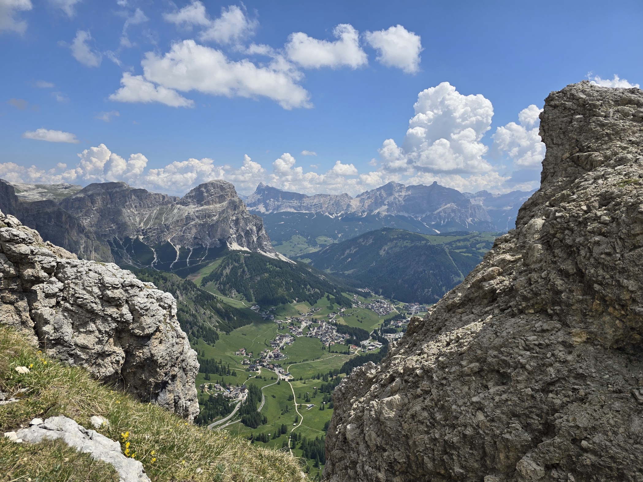 Panoramic view of the Dolomites around Alta Badia in June