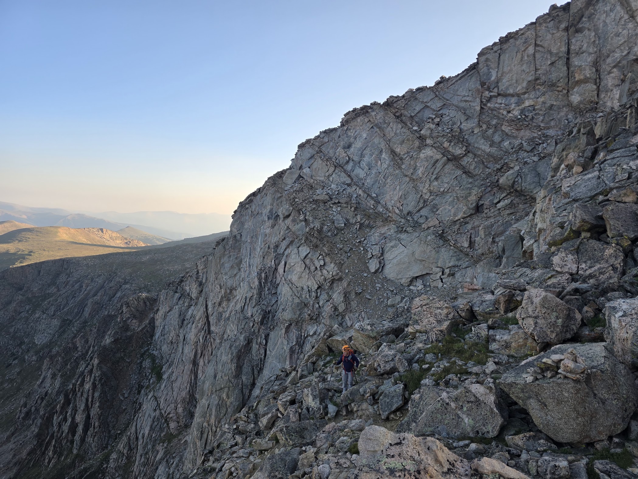 Patrick Galbraith traversing the exposed ridge on the Tour de Abyss, Colorado