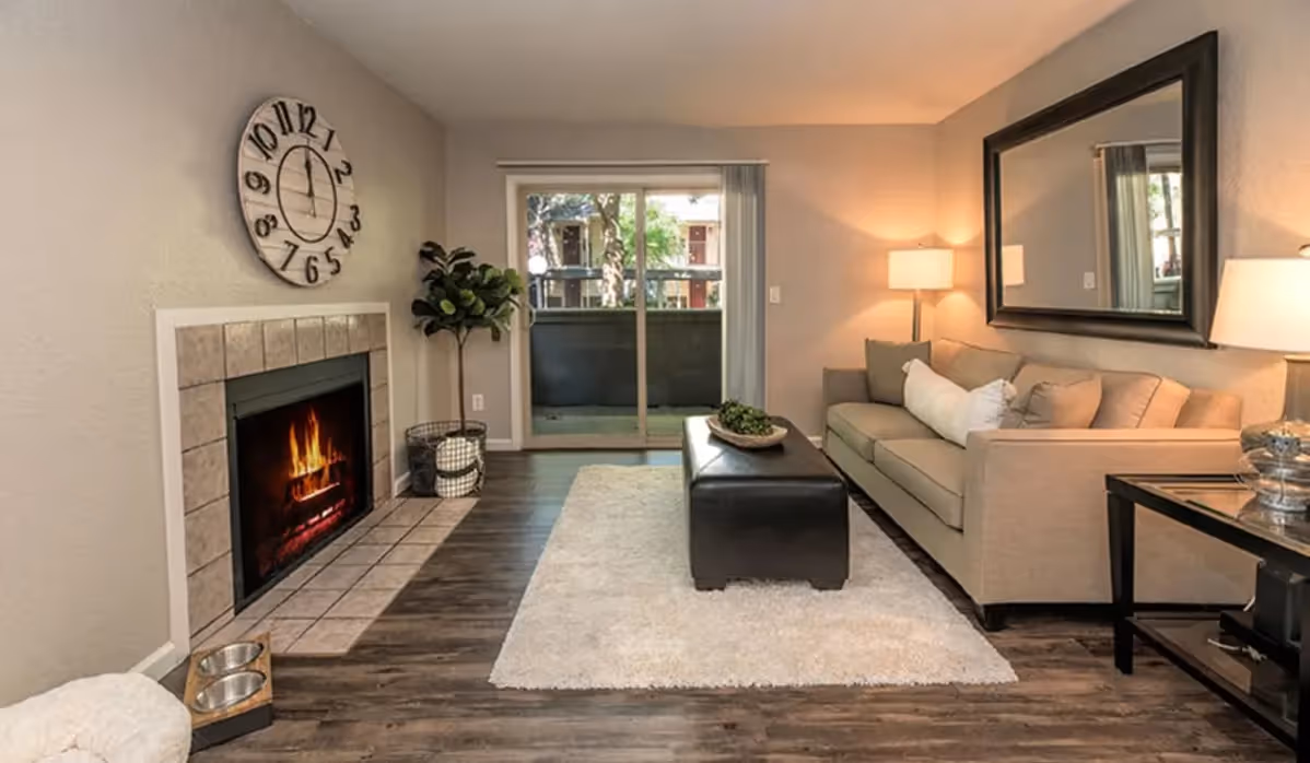 Living room with fireplace