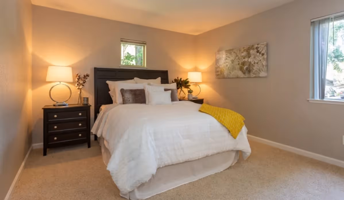 Bedroom with bed styled