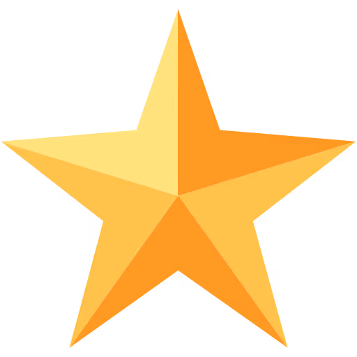 Five-pointed golden star with shaded facets.