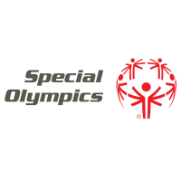 Special Olympics logo with black text and a red circle of figures holding hands around a torch.
