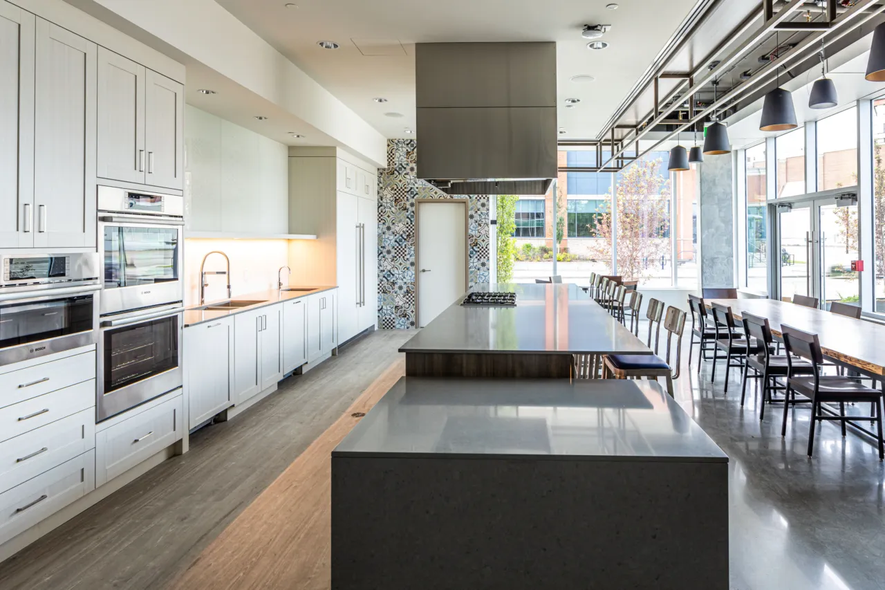 YW Calgary Community Kitchen interior — fully-equipped cooking class space