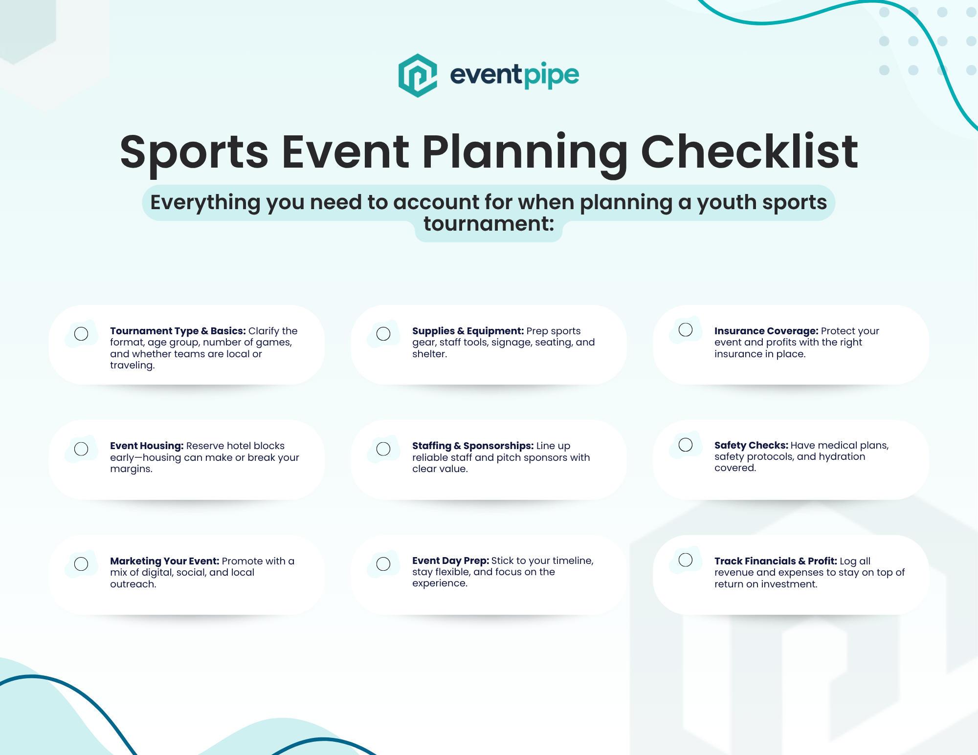 Sports event planning checklist