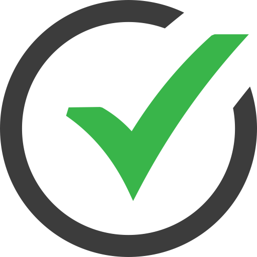 Green checkmark inside a black circular outline symbolizing confirmation or success.