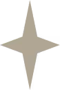 Beige four-point star icon with elongated vertical points and shorter horizontal points.
