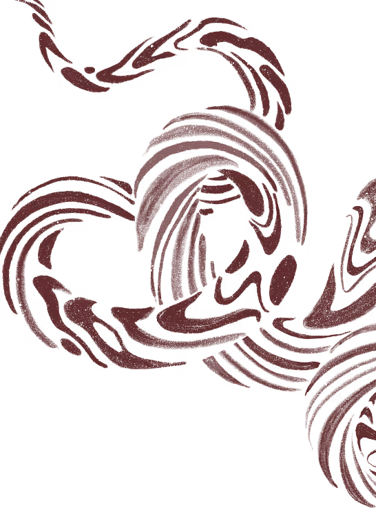 Abstract dark red curved and swirling lines on a black background, forming an artistic organic pattern of a snake.