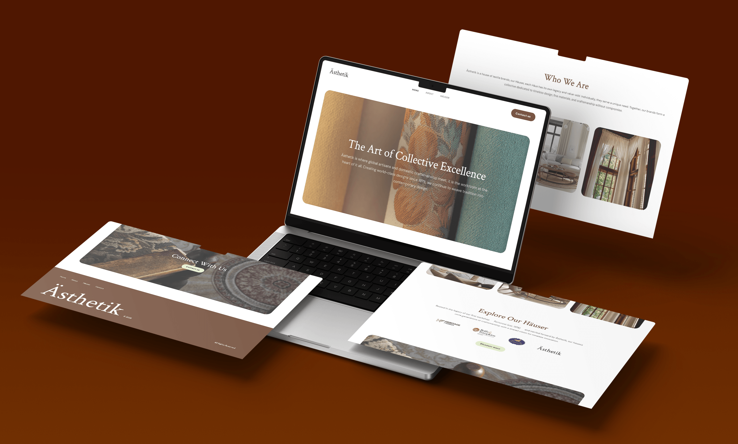 Website design on desktop for Ästhetik