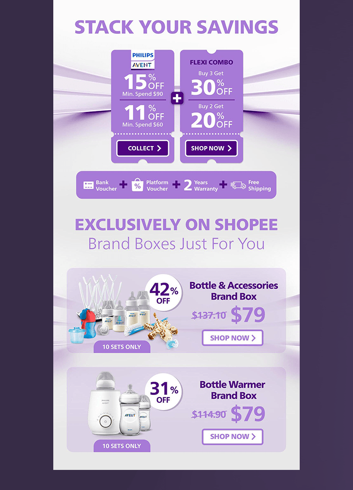 Philips Avent eCommerce banner design - Vouchers