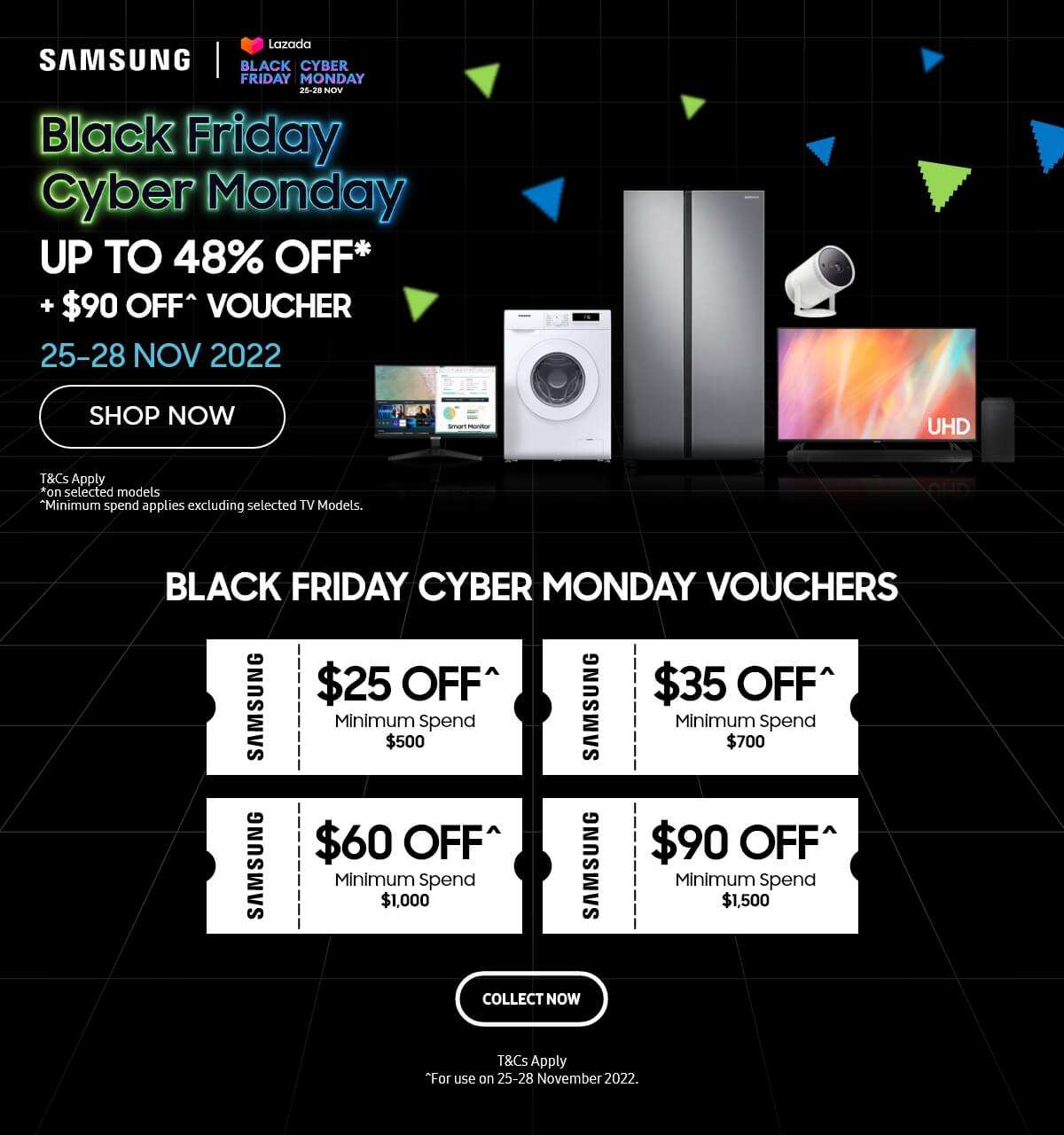 Samsung Black Friday Cyber Monday eCommerce banner design - promo CTA