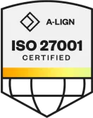 A-ALIGN ISO 27001 Certified badge with a gradient border.
