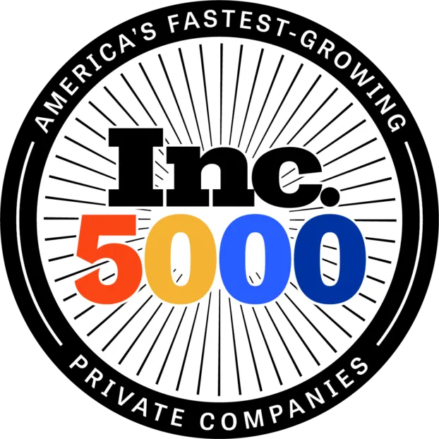 Inc. 5000 logo with text 'America's fastest-growing private companies' around a circle with radiating lines.