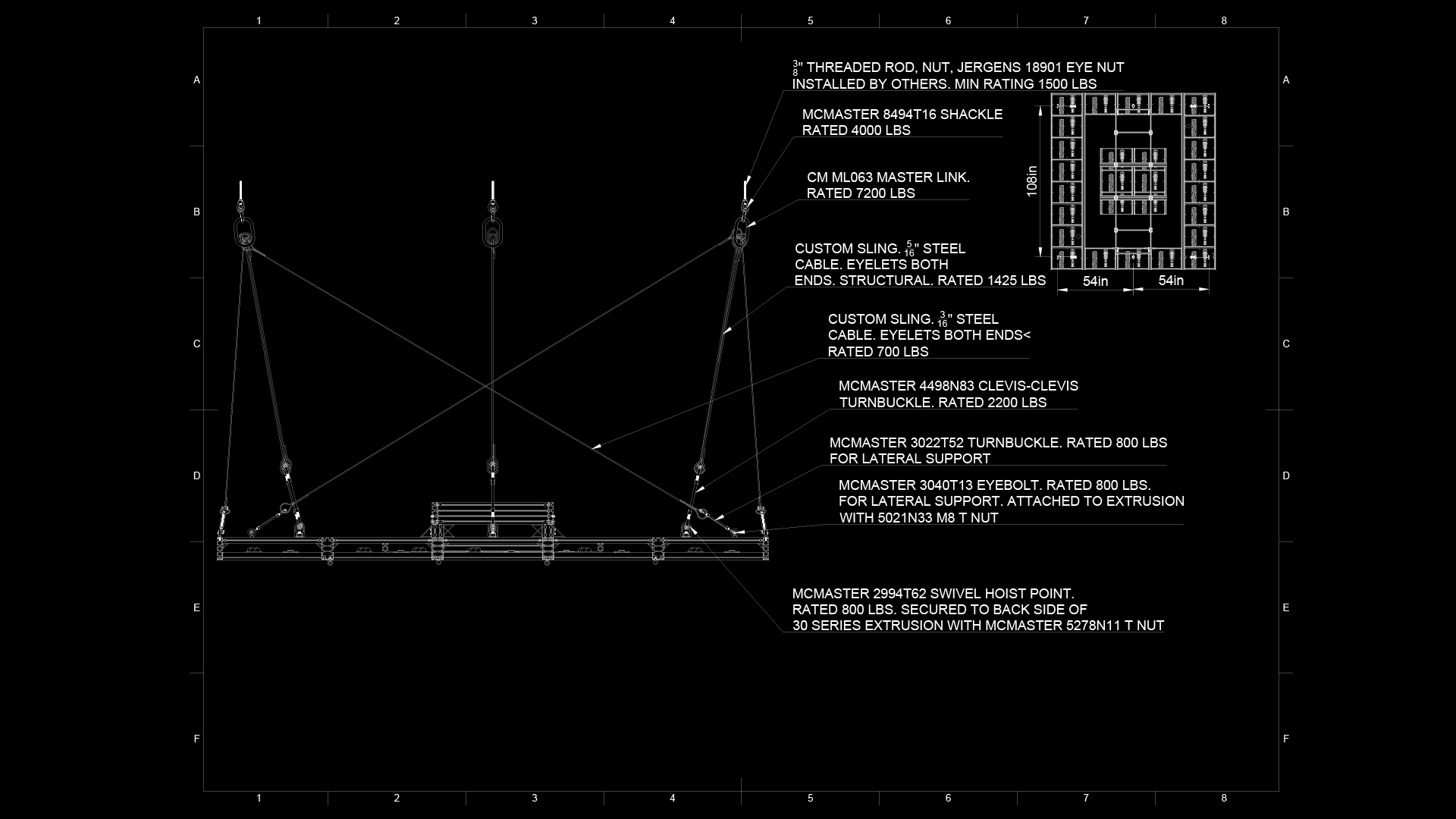 Structural load path drawing for the Strauch Hypercube rigging and suspension