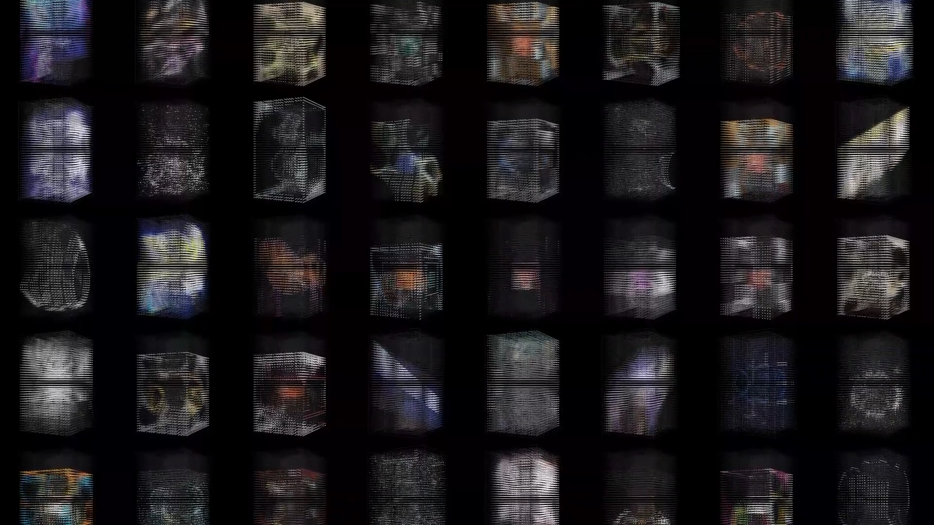 Grid of content states rendered across the Strauch Hypercube cube modules