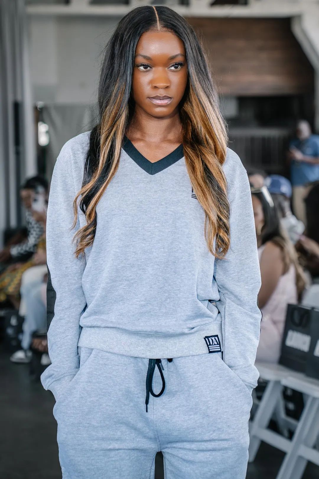 Custom track suit made by SYCB showcased at LAFW in Los Angeles.