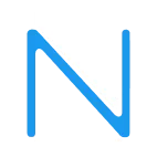 Blue capital letter N on a white background.