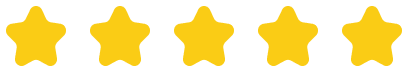 Five gold star icons in a horizontal row representing a five-star rating.