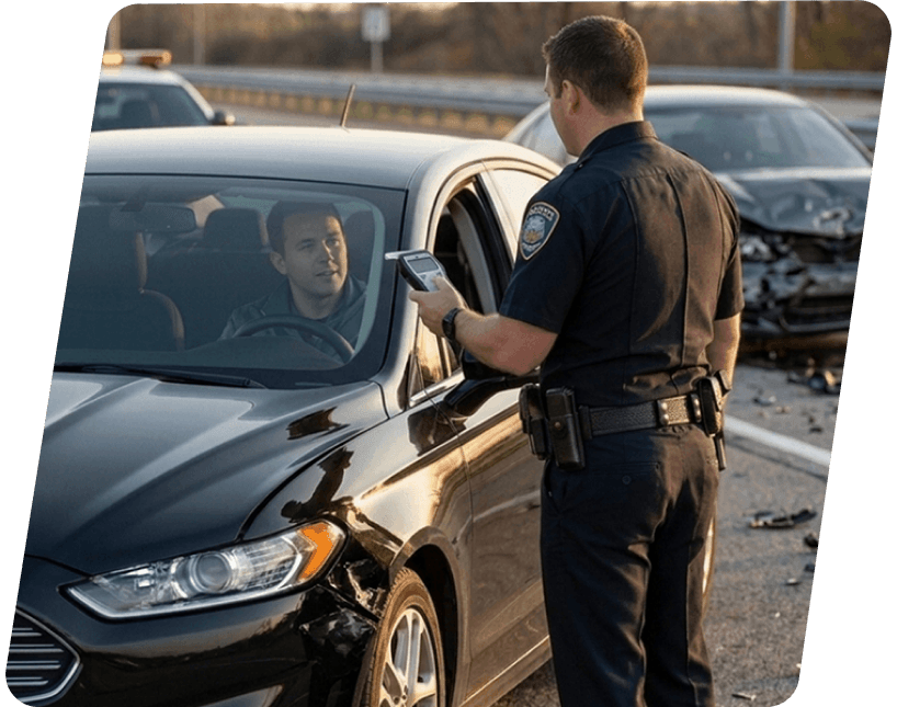 Police officer conducting a traffic stop, representing DUI defense legal services and client acquisition by Converxion Lab