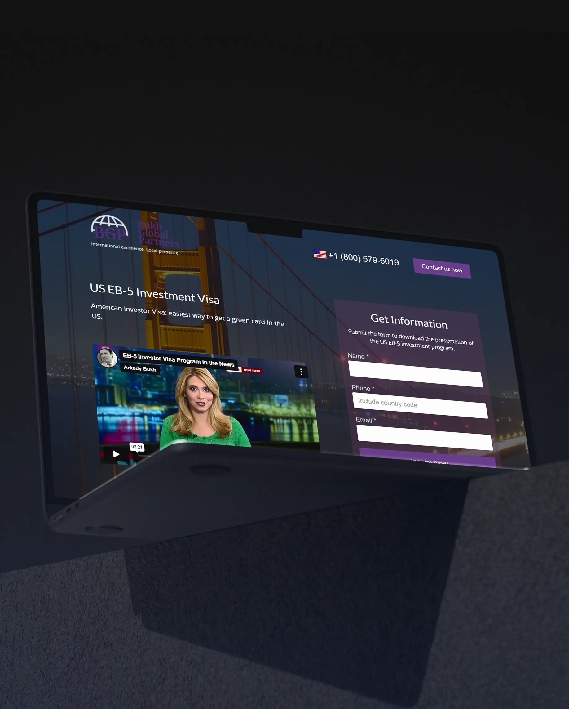 Bukh Global Law Firm website design project displayed on laptop mockup