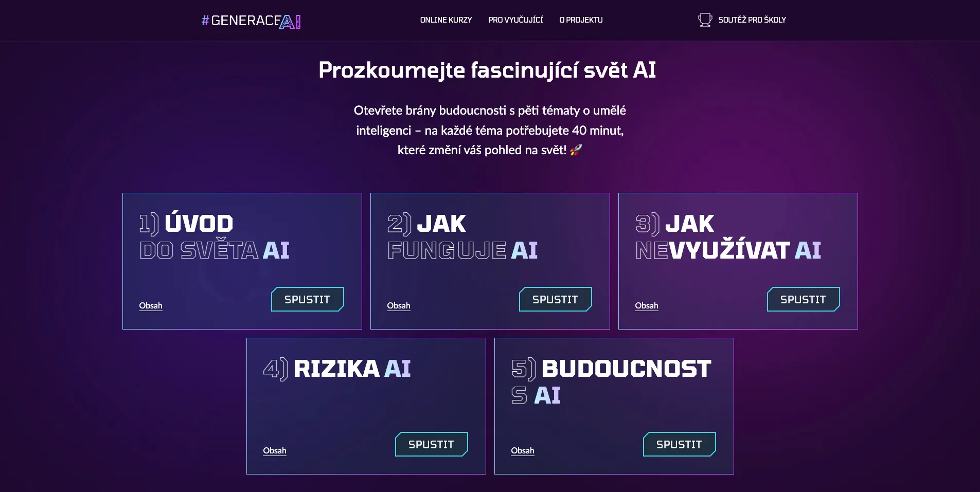 EDUportál projektu #GENERACE AI s kurzy o umělé inteligenci