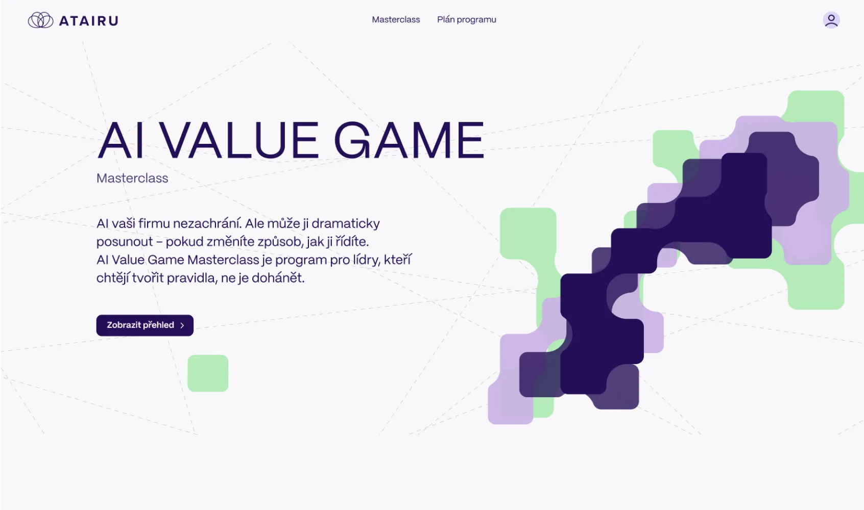 Úvodní stránka portálu ATAIRU s masterclass AI Value Game