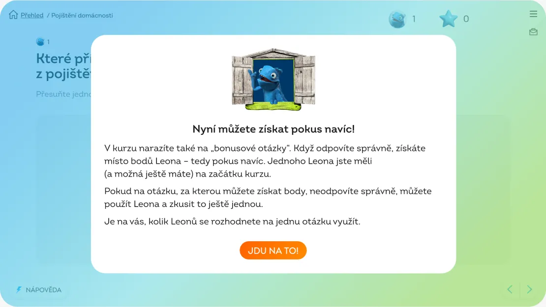 Bonusová otázka v kurzu Náš domov