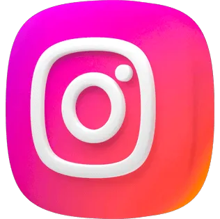 Eine 3D Illustration des Instagram Logos auf pinkem viereckigen Hintergrund.