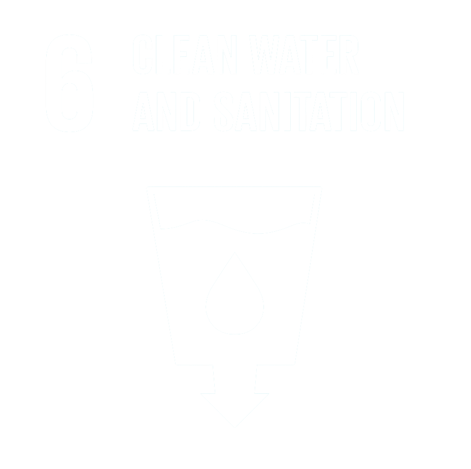 UN Sustainable Development Goal 6 icon for Clean Water and Sanitation in white outline