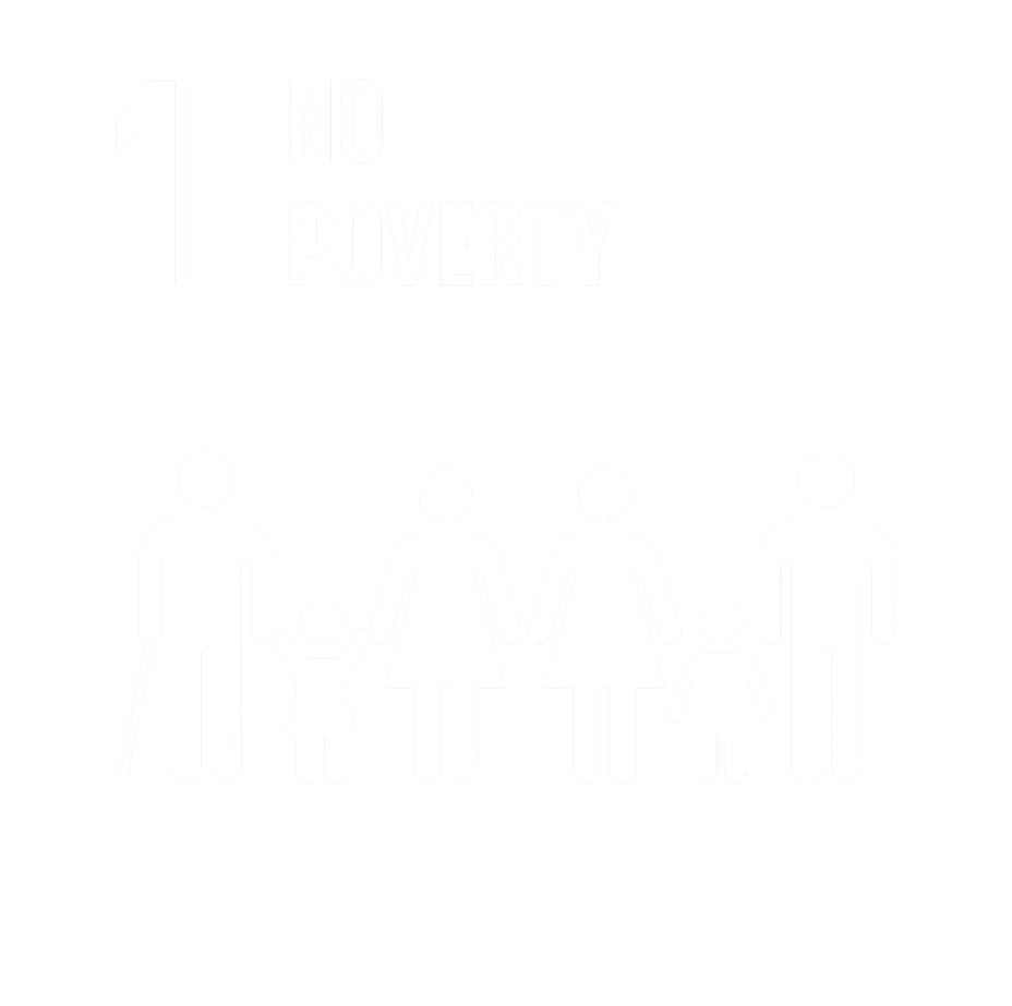 UN Sustainable Development Goal 1 icon for No Poverty in white outline