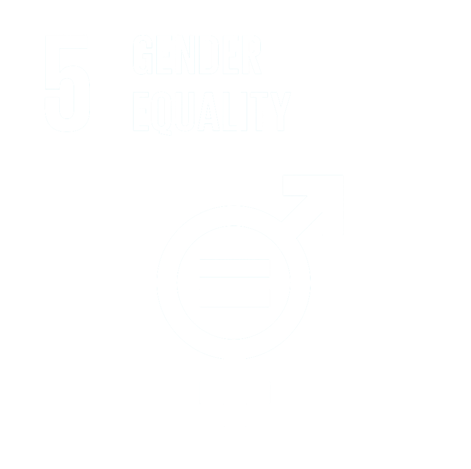 UN Sustainable Development Goal 5 icon for Gender Equality in white outline